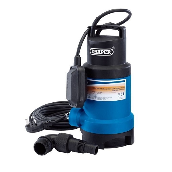 Draper Submersible Dirty Water Pump with Float Switch - 200L/min, 750W
