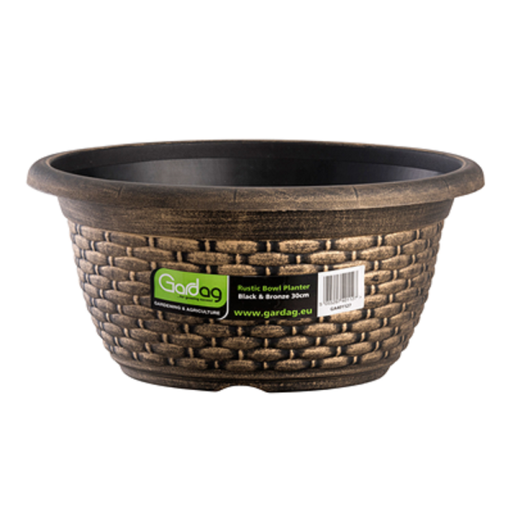 GARDAG RUSTIC BOWL PLANTER BLACK&BRONZE 30CM