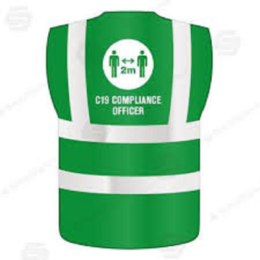 COVID-19 COMPLIANCE OFFICER VEST LARGE - XL GREEN