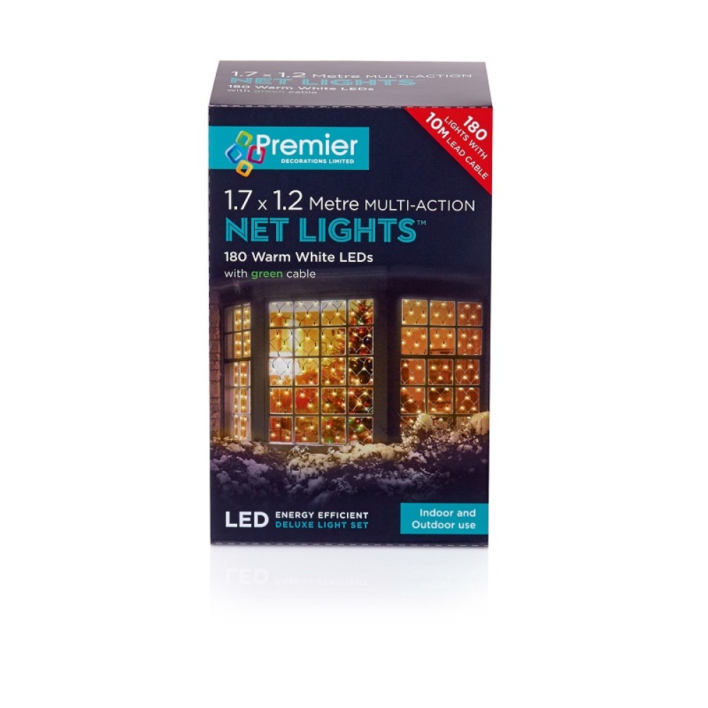 Premier 180 LED Multi-Action Net Lights Warm White - 1.75m x 1.2m