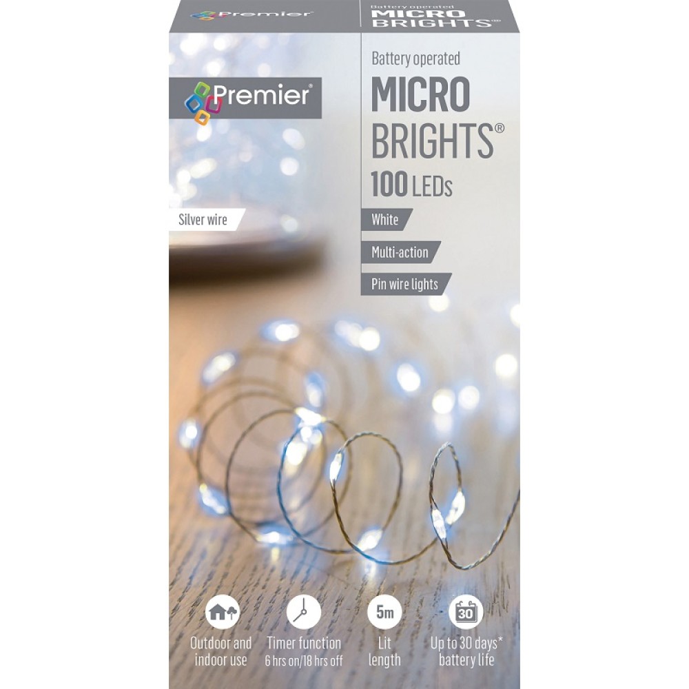 Premier 100 LED Battery Operated Multi-Action Microbrights - White