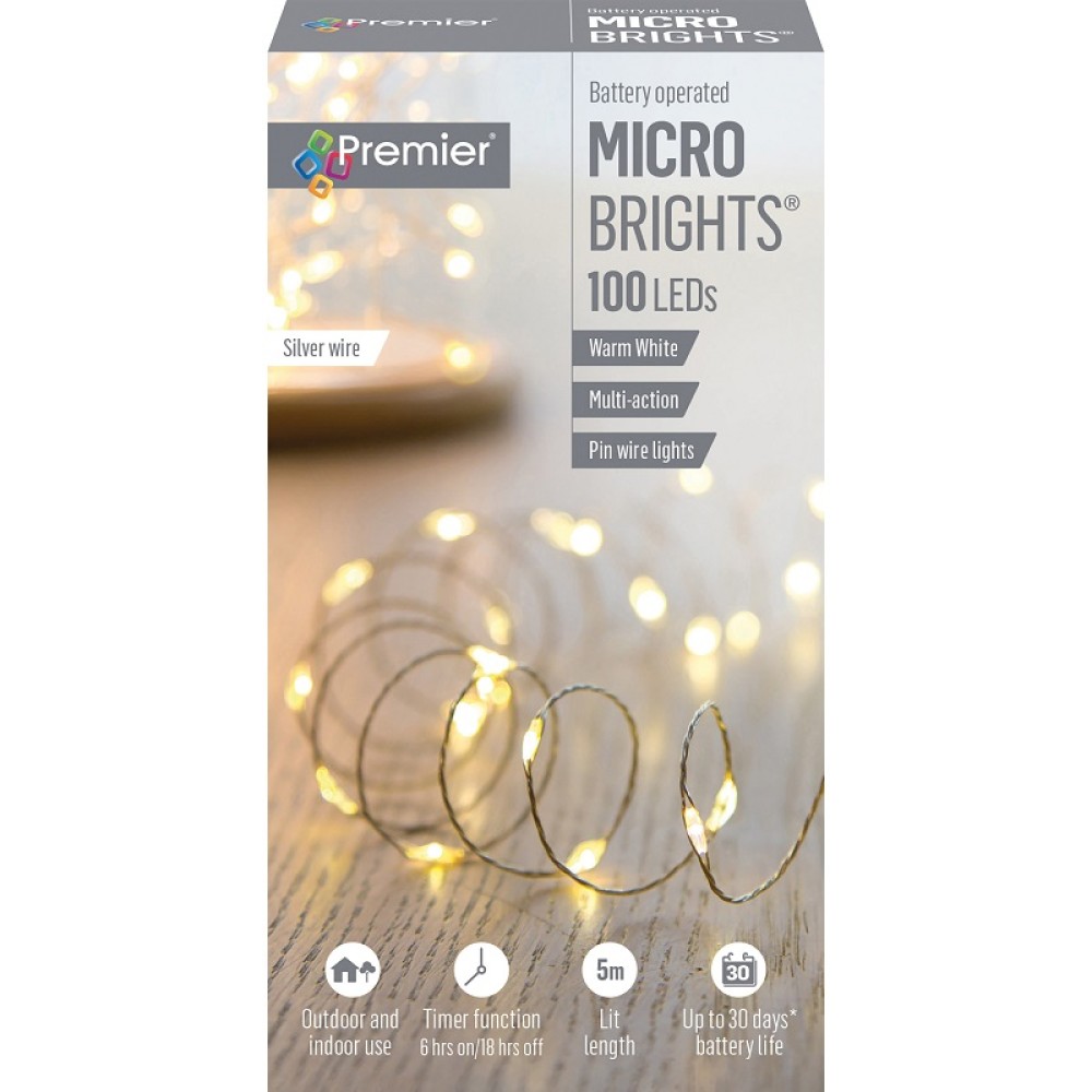 Premier 100 LED Battery Operated Multi-Action Microbrights - Warm White