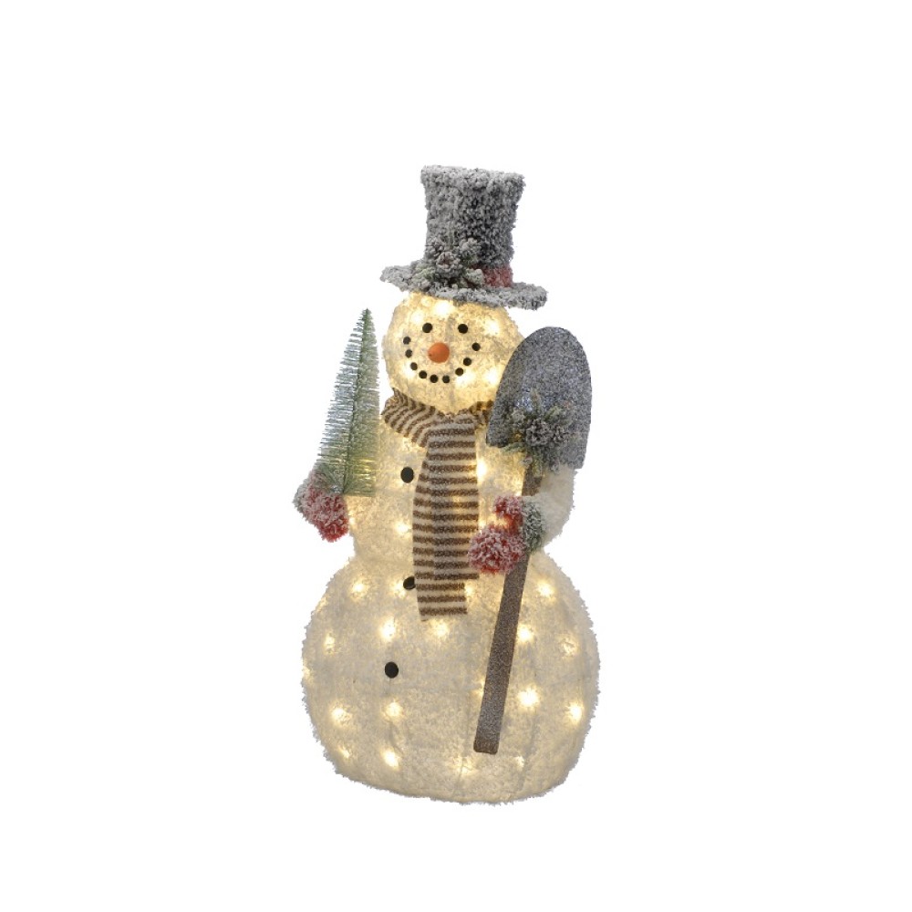 LED LIT 120CM SNOWMAN WITH SHOVEL