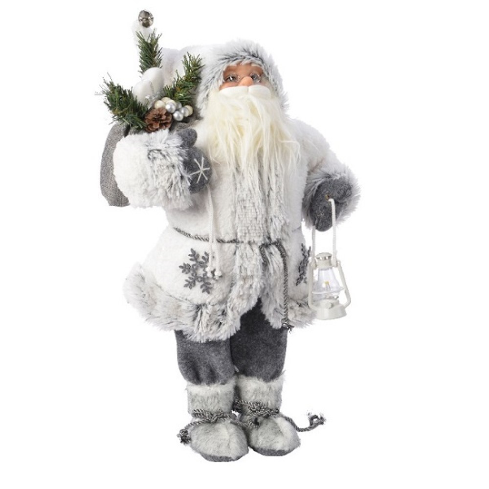 GREY PLUSH SANTA WHITE SNOWFLAKE JACKET 90CM