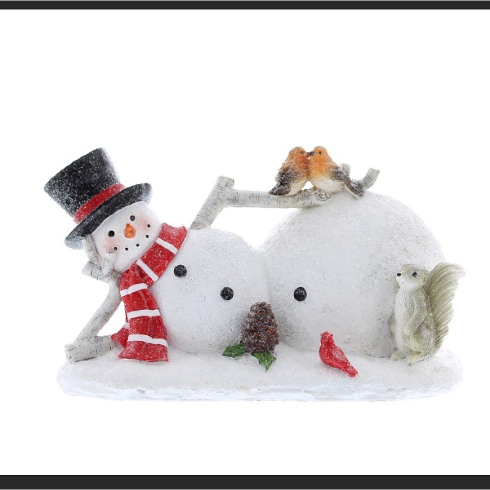 SNOWMAN LYING W/SCARF 20CM