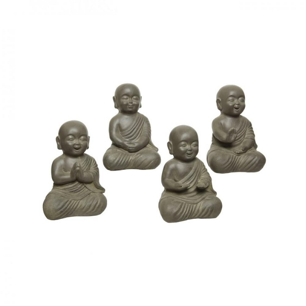 ANTHRACITE BROWN FIBRE CLAY BUDDHAS - 35CM