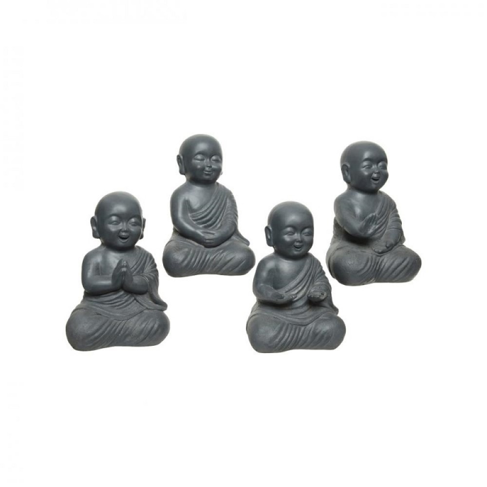 ANTHRACITE FIBRE CLAY BUDDHAS - 35CM