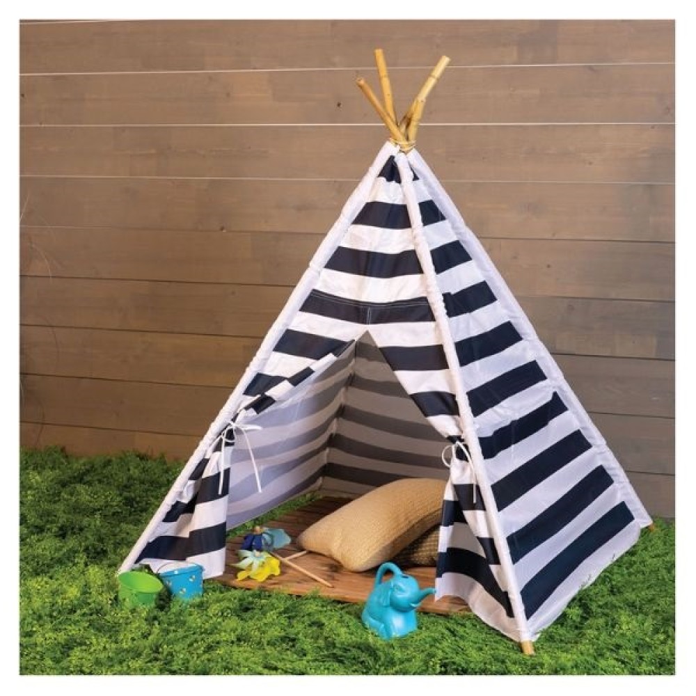 NAVY & WHITE STRIPE TEEPEE PLAY TENT