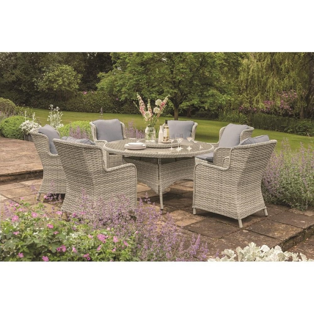 EDEN ROSE 6 SEATER 1.5M ROUND SET &  LAZY SUSAN