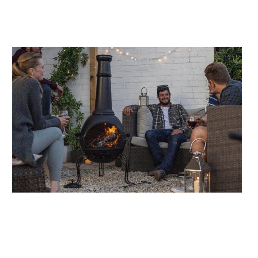 MURCIA EXTRA LARGE STEEL CHIMENEA WITH GRILL