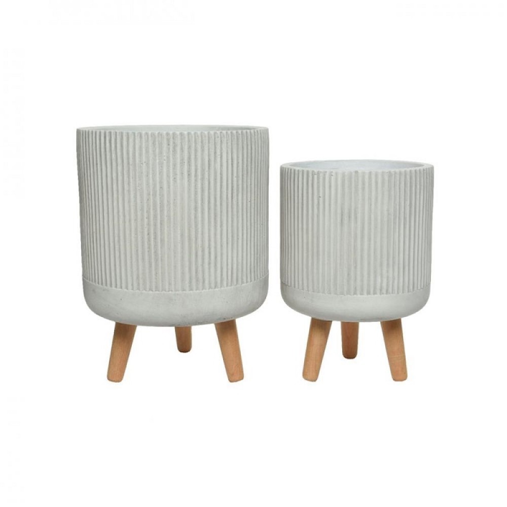 FIBRE CLAY  PLANTER PIN LEGS - WHITE - SET OF TWO