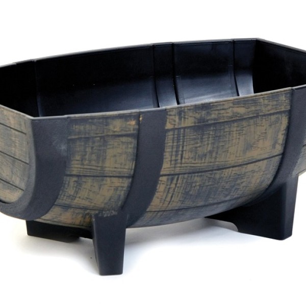WOOD EFFECT RESIN BARREL HALF PLANTER