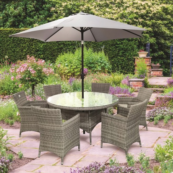 CAPRI 6 SEATER ROUND RATTAN SET - 1.4M