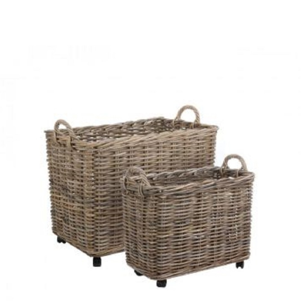 MARCIA SET OF 2 RECTANGULAR BASKETS ON WHEELS