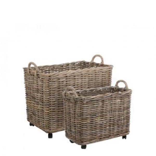 MARCIA RECTANGULAR BASKET ON WHEELS - LARGE