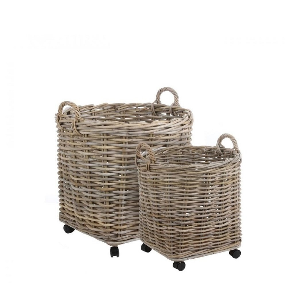 MARCIA SET OF 2 ROUND  BASKETS ON WHEELS