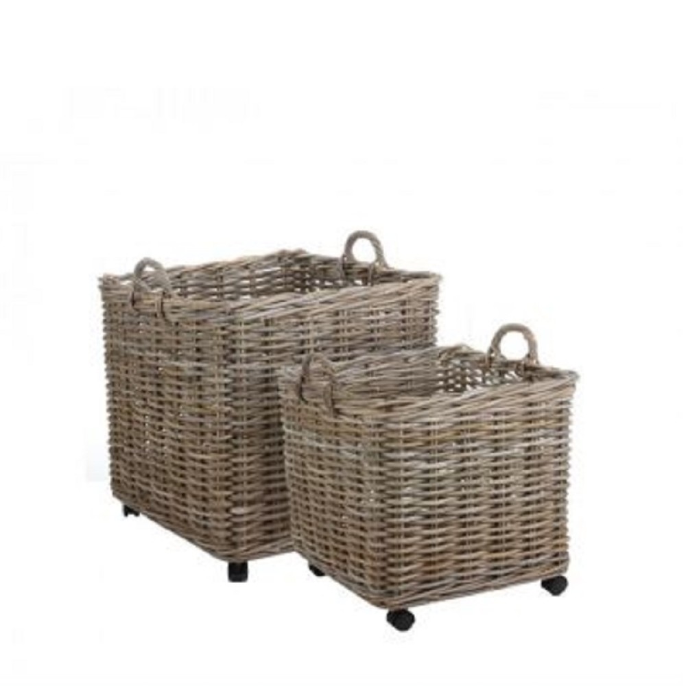 MARCIA SET OF 2 SQUARE  BASKETS ON WHEELS