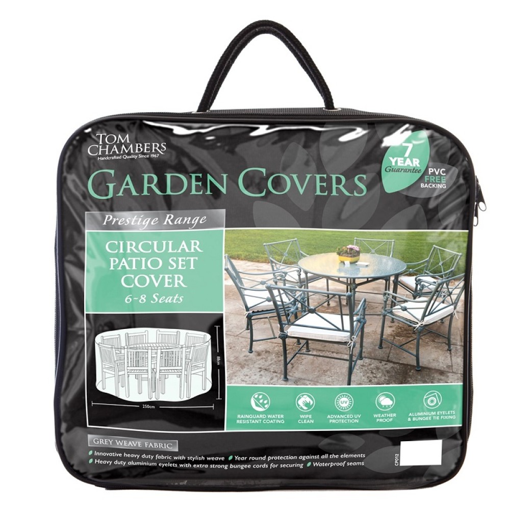 CIRCULAR PATIO SET COVER- PRESTIGE GREY 6/8 SEATS