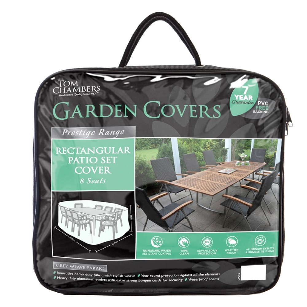 RECTANGULAR PATIO SET COVER- PRESTIGE GREY 8 SEAT