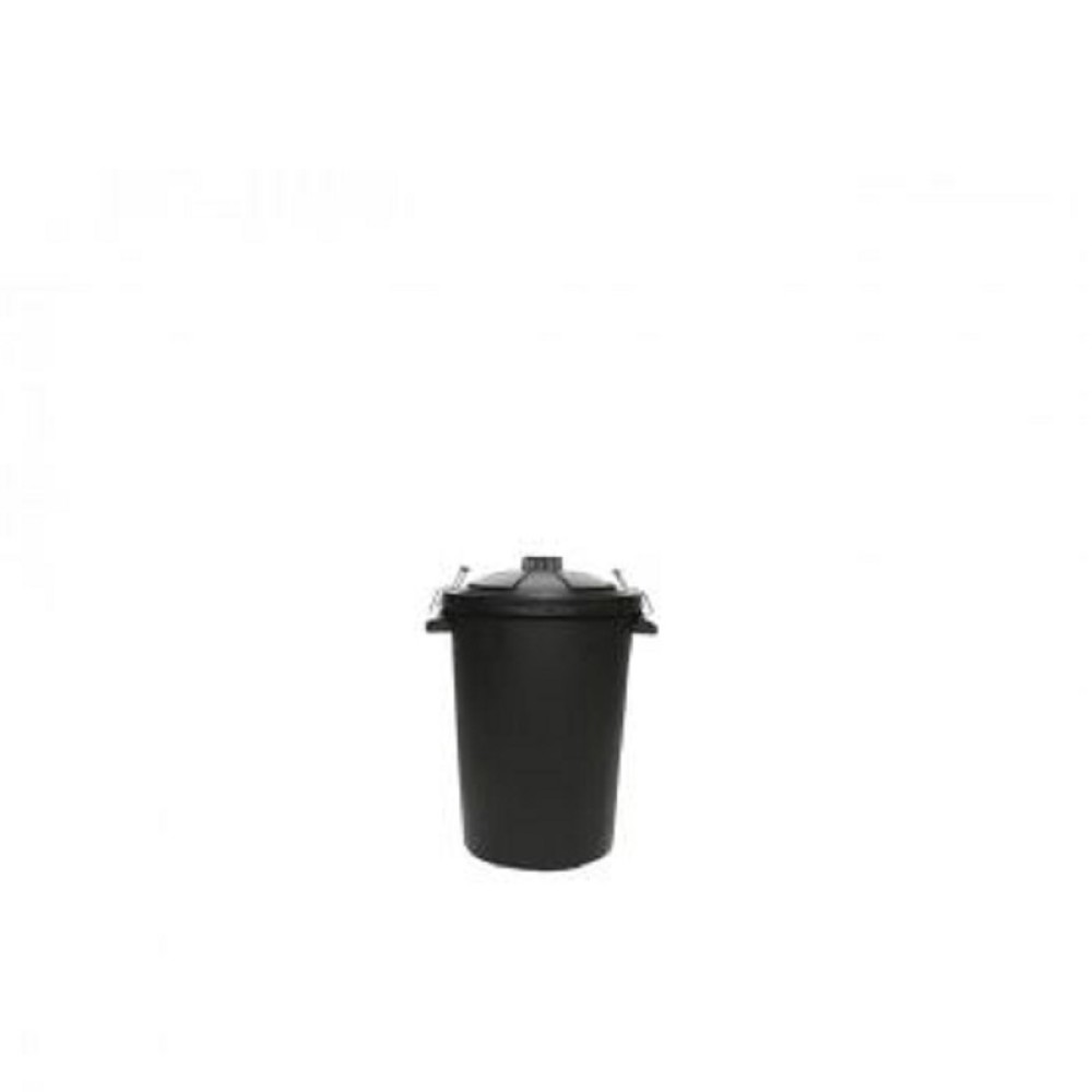 Black PVC Dustbin with Wire Clips - 85ltr