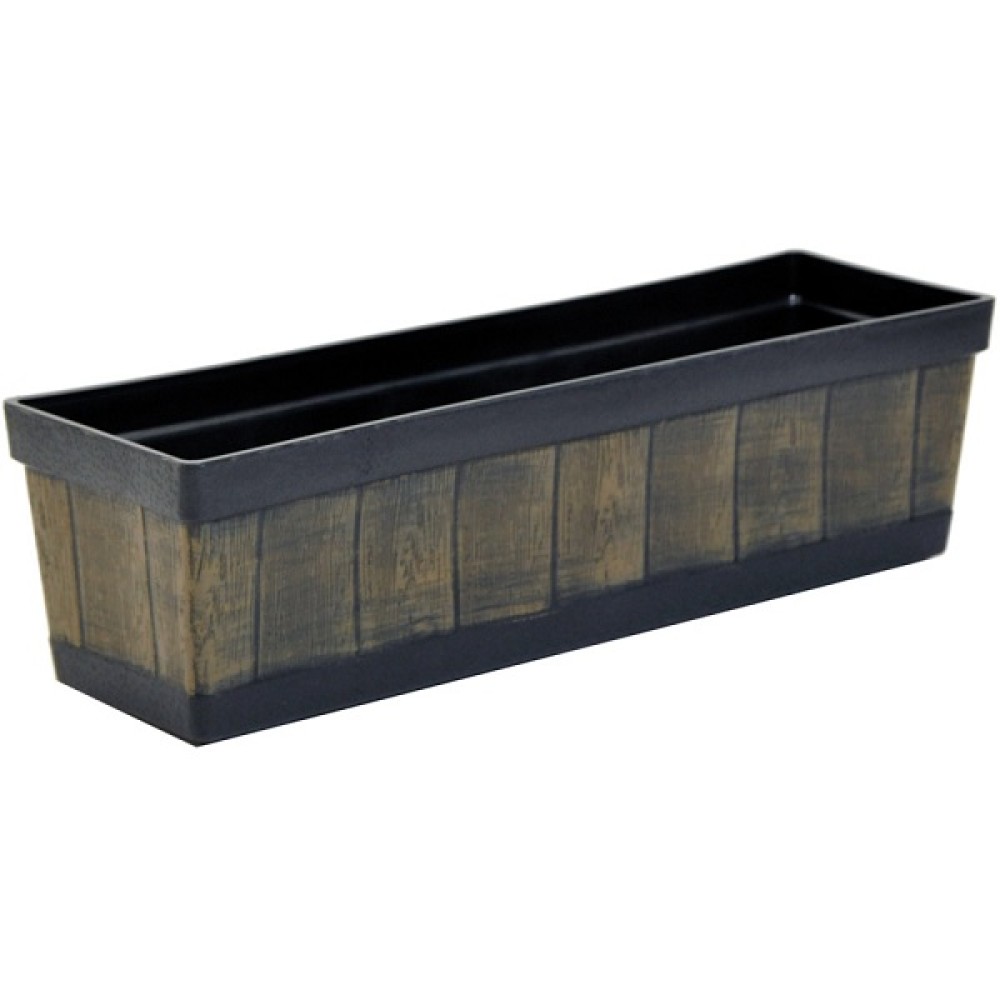 Wood Effect Resin Barrel Window Box Planter