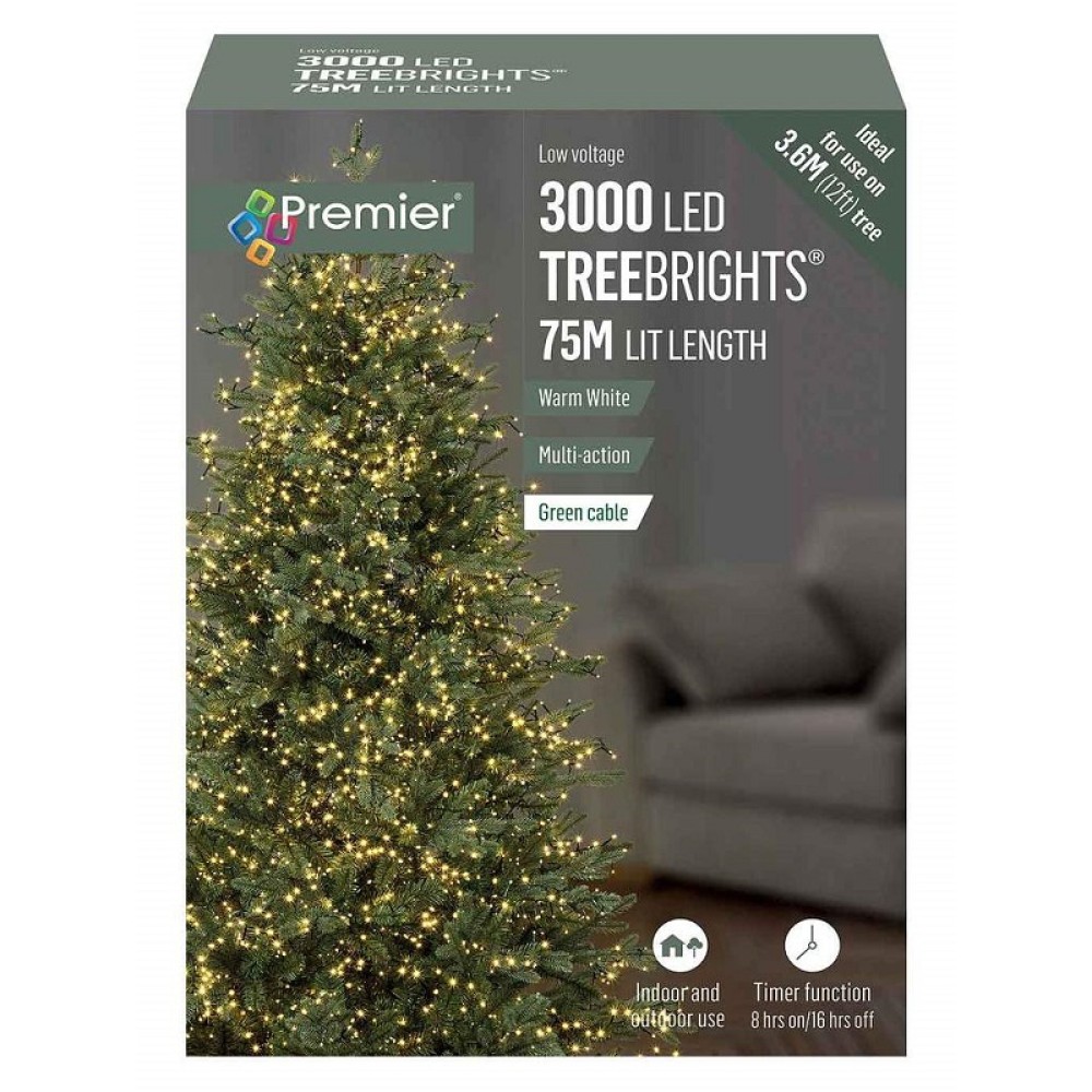 3000 LED MULTI ACTION TREEBRIGHTS WITH TIMEER - WARM WHITE