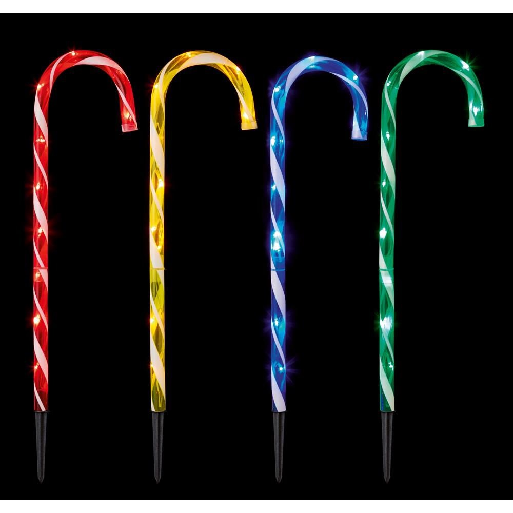 SET OF 4 M/C CANDY CANE PATH LIGHTS - 62CM