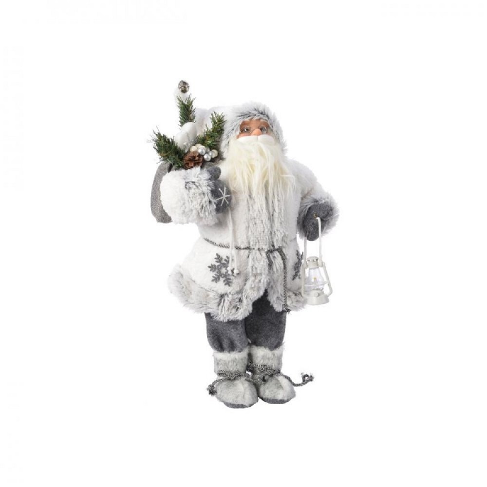 GREY PLUSH SANTA SNOWFLAKE 45CM