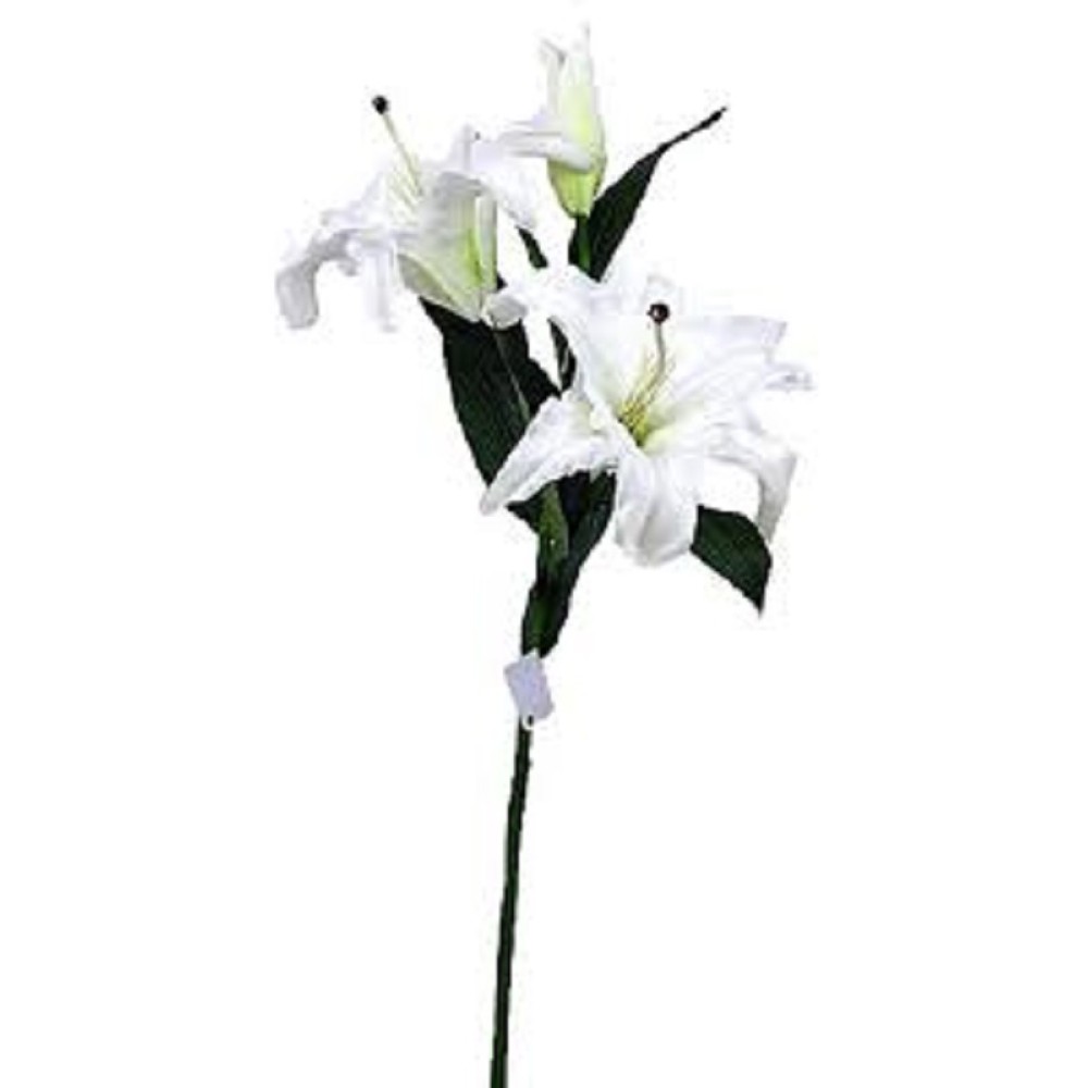 LILY ON STEM 3  FLOWERS WHITE/YELLOW