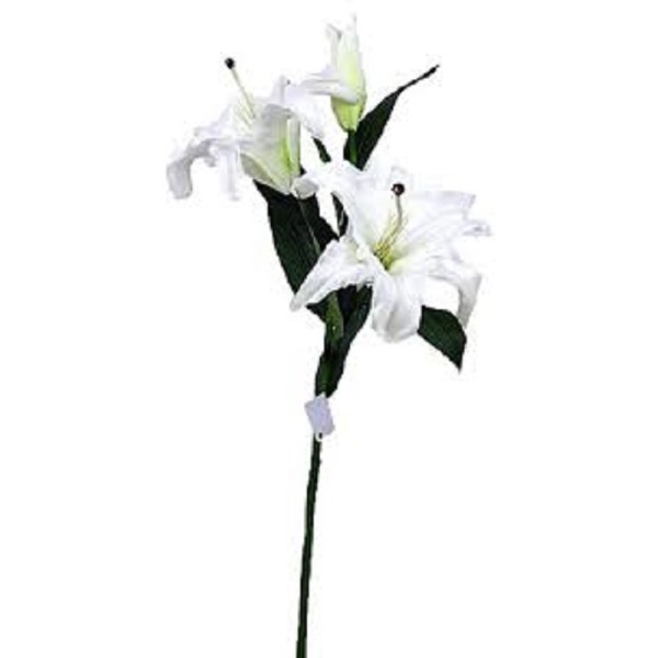 LILY ON STEM 3  FLOWERS WHITE/YELLOW