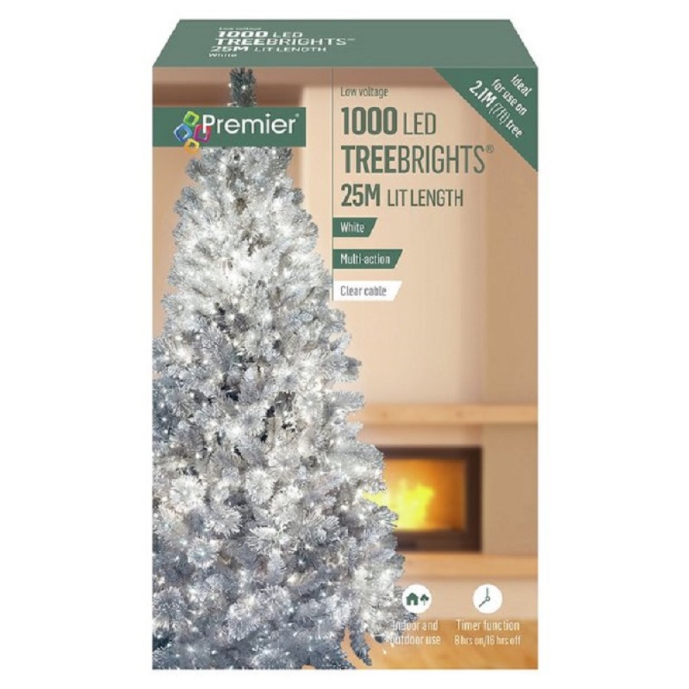 1000 LED Multi-Action Treebrights - White with Clear Cable