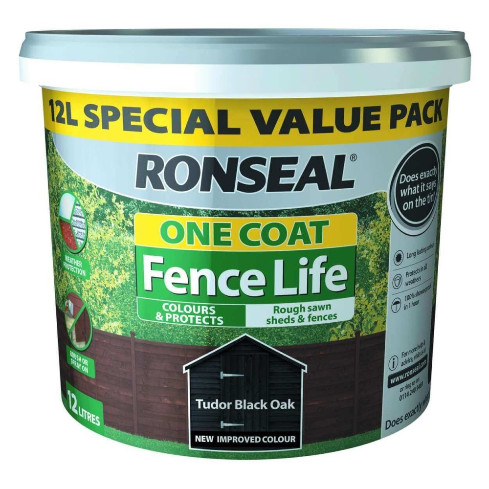 RONSEAL FENCE LIFE PLUS TUDOR BLACK OAK 12L