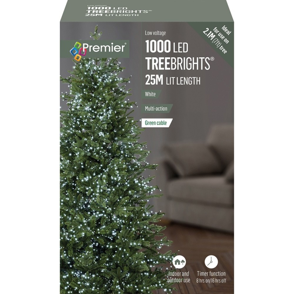 1000 LED MULTI-ACTION TREEBRIGHTS WITH TIMER - WHITE