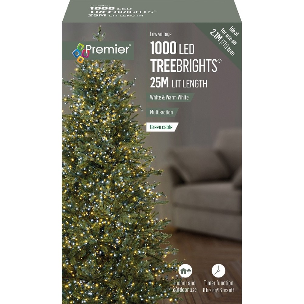 1000 LED MULTI-ACTION TREEBRIGHTS WITH TIMER - WHITE  & WARM WHITE