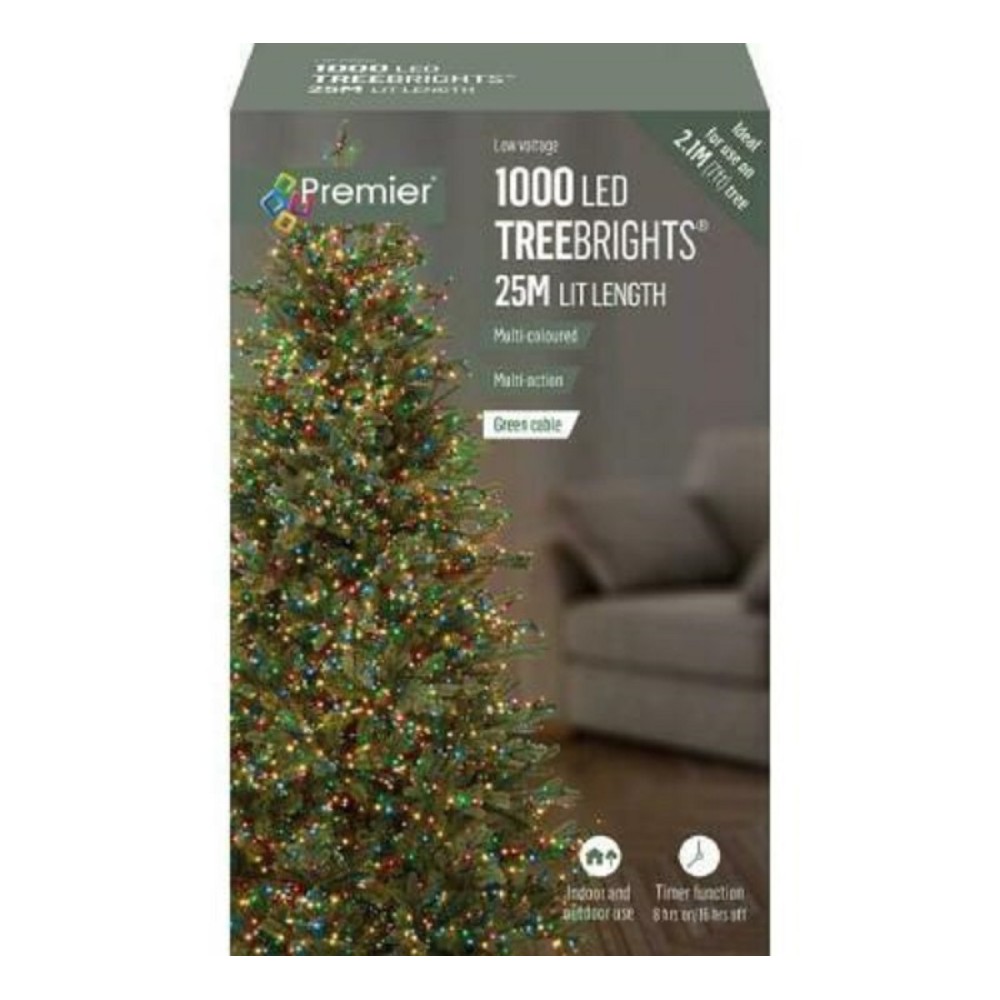 1000 LED MULTI-ACTION TREEBRIGHTS WITH TIMER - MULTI COLOURED