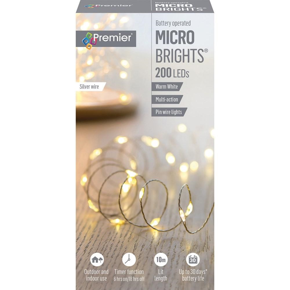 200 MULTI - ACTION  LED MICROBRIGHTS BATTERY OPERATED LIGHTS - WARM WHITE