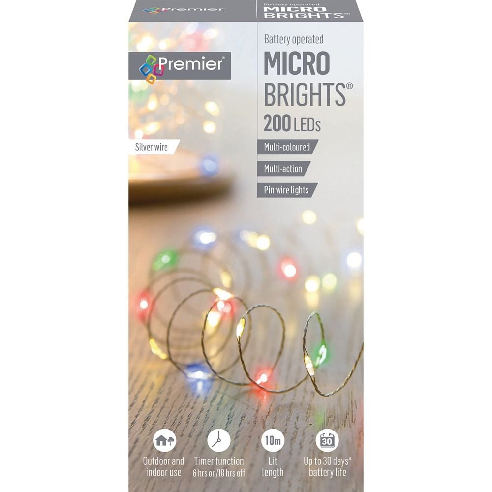 200 MULTI-ACTION  LED MICROBRIGHTS BATTRY OPERATED LIGHTS MULTI-COLOURED