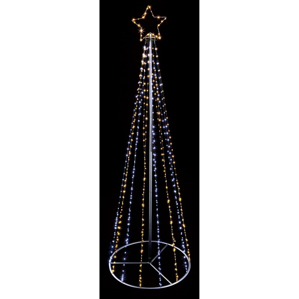 BLACK PIN WIRE PYRAMID TREE WITH TOP STAR - 6.8FT