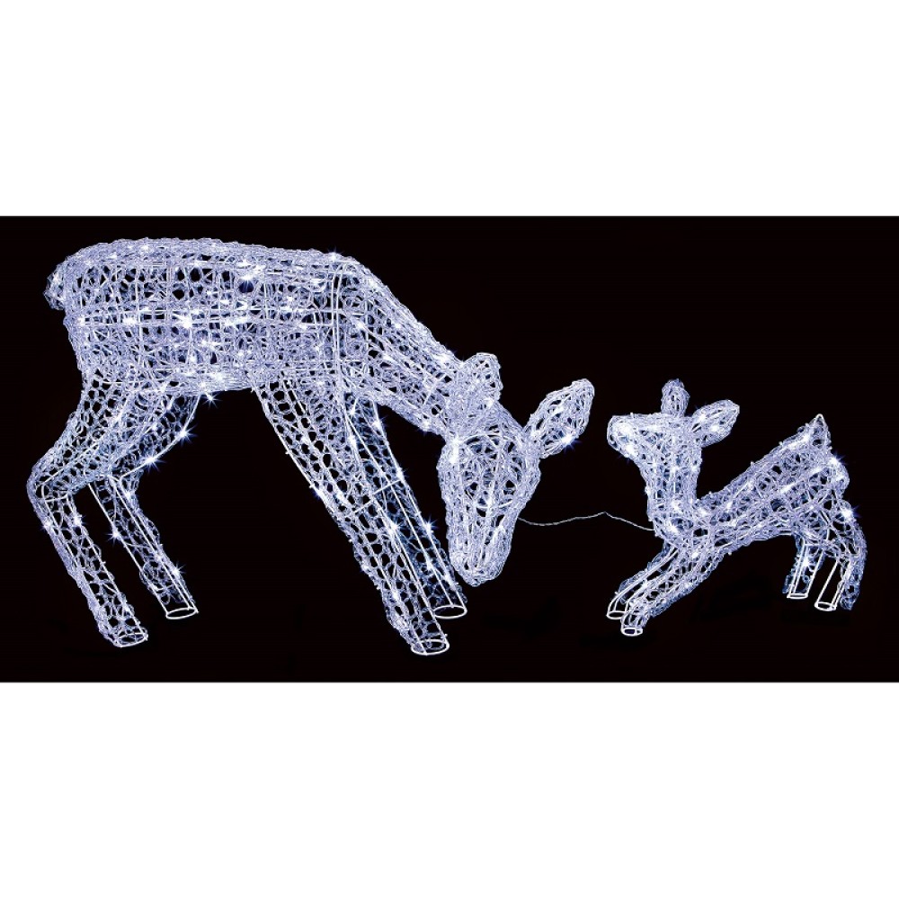 Premier LED Soft Acrylic Mother and Baby Reindeer - Set of 2