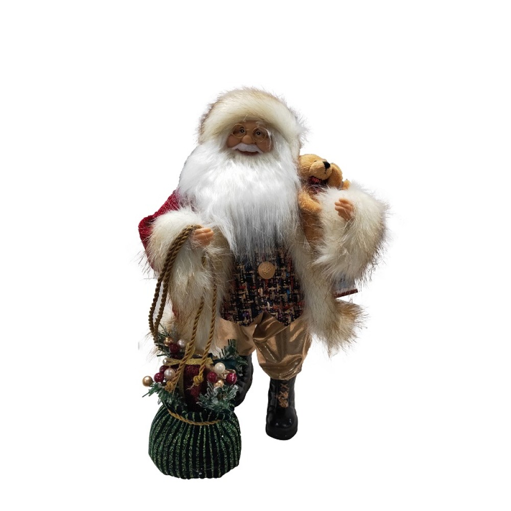 STANDING SANTA DARK RED - 45CM