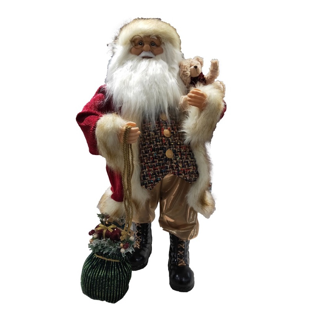 STANDING SANTA DARK RED - 80CM