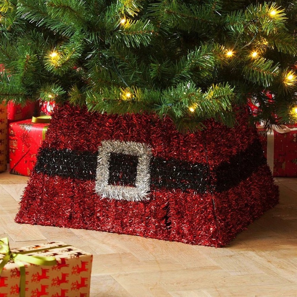 RED TINSEL TREE SKIRT - 50 X 32CM