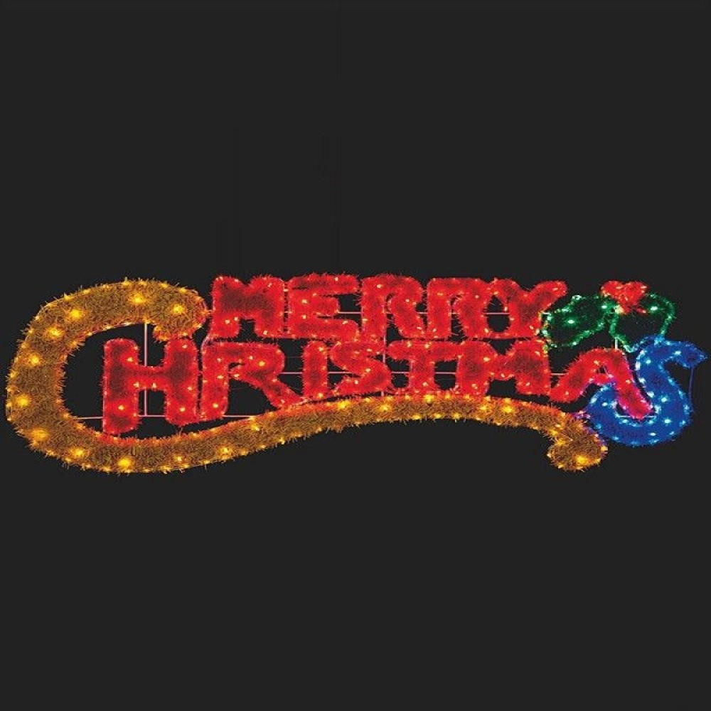 MERRY CHRISTMAS TINSEL LIGHT SIGN 145 X 53CM