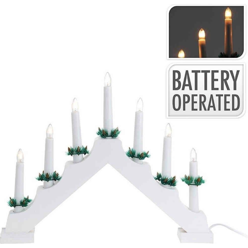 WOODEN CANDLEBRIDGE WHITE -  Battery Operated