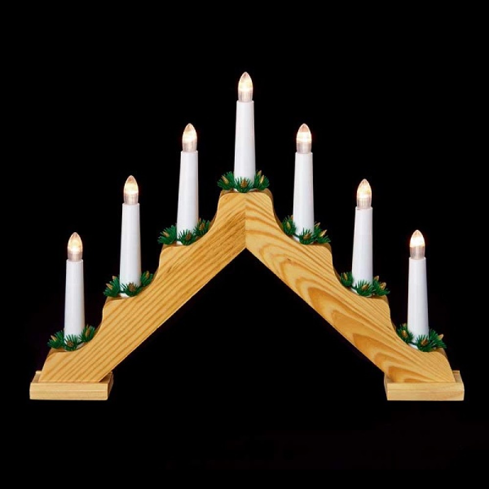 WOODEN CANDLEBRIDGE NATURAL - Battery Operated