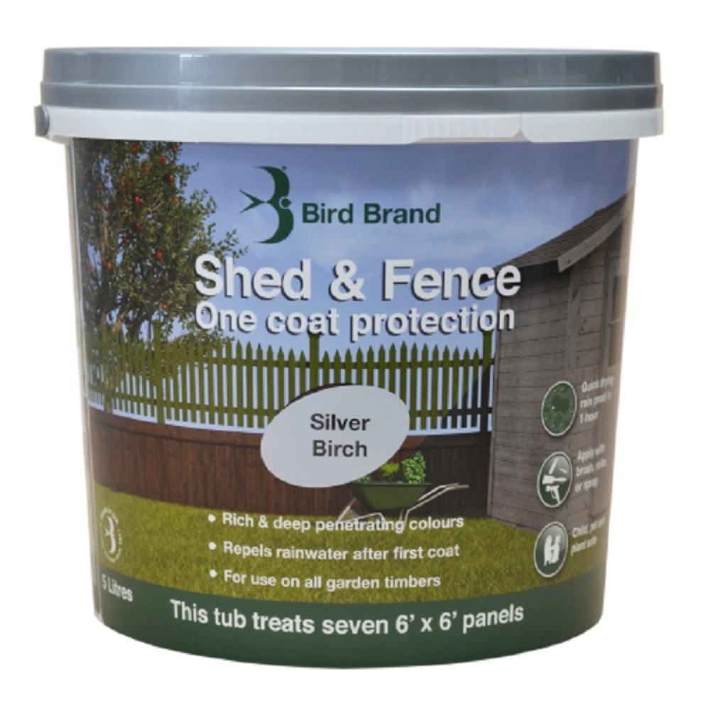 BIRD BRAND SHED & FENCE 5LT SILVER BIRCH