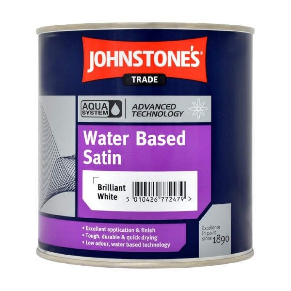 1LTR  JOHNSTONE'S  AQUA WATER BASED SATIN BRILLIANT WHITE