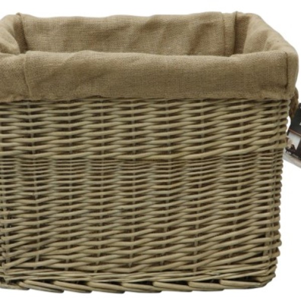 RECTANGULAR WICKER LINED LOG BASKET