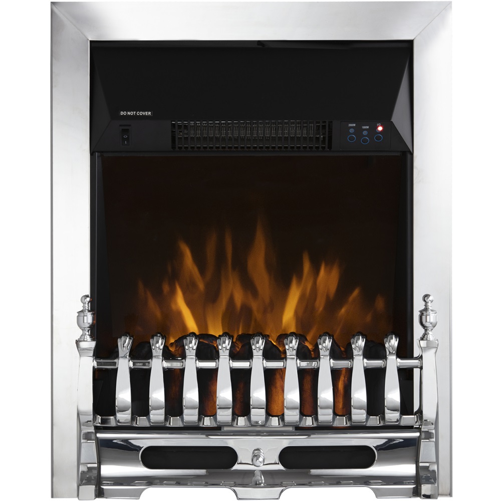 WARMLITE WHITBY CHROME ELECTRIC FIRE INSERT WITH REMOTE CONTROL - 2KW