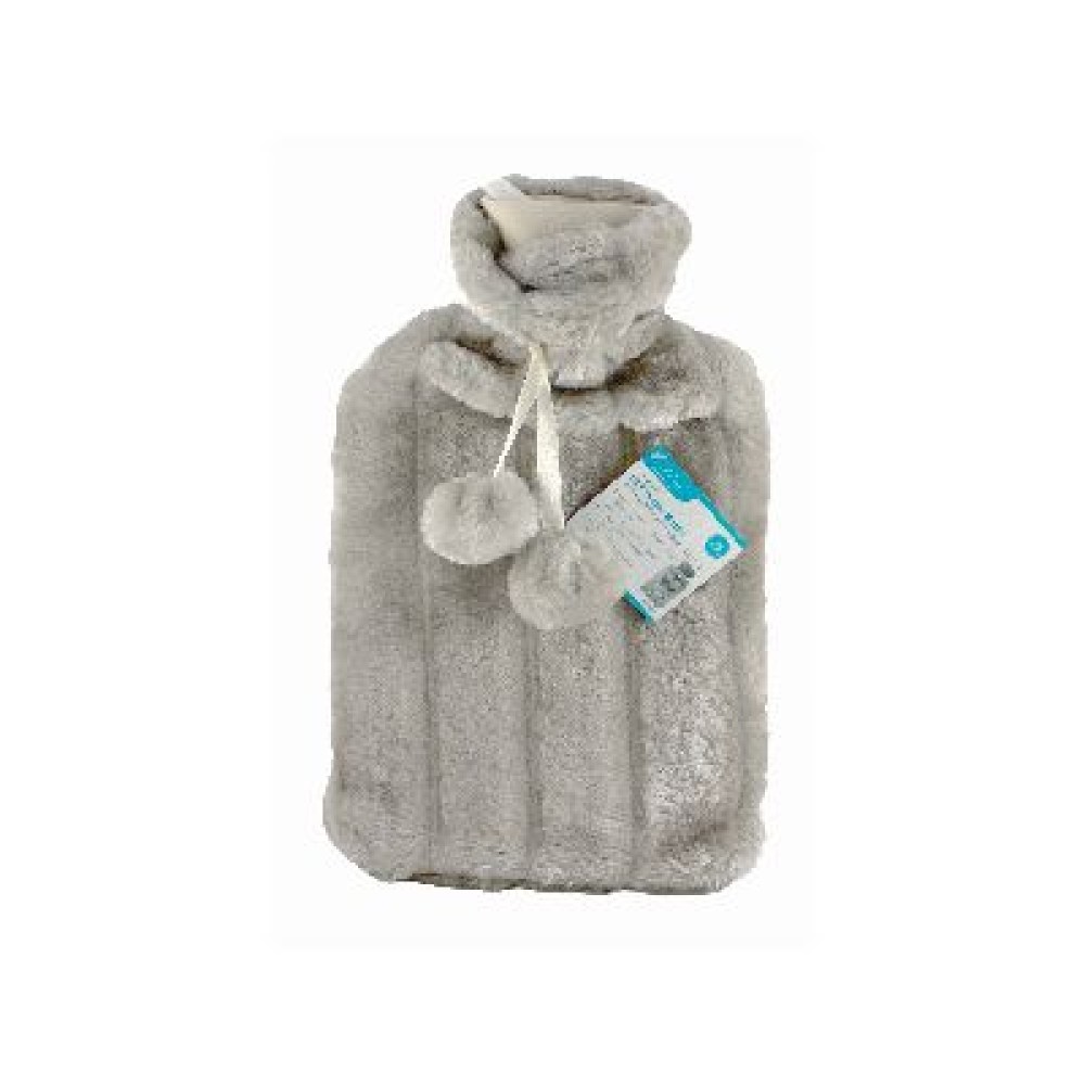 2L HOT WATER BOTTLE WITH PLUSH FAUX FUR COVER